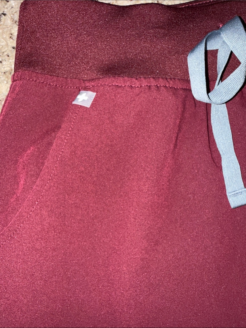 Figs Maroon Jogger Pants with Gray Drawstring - Picture 2 of 5